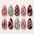 Burgundy Chrome — Handmade Press-On Nails