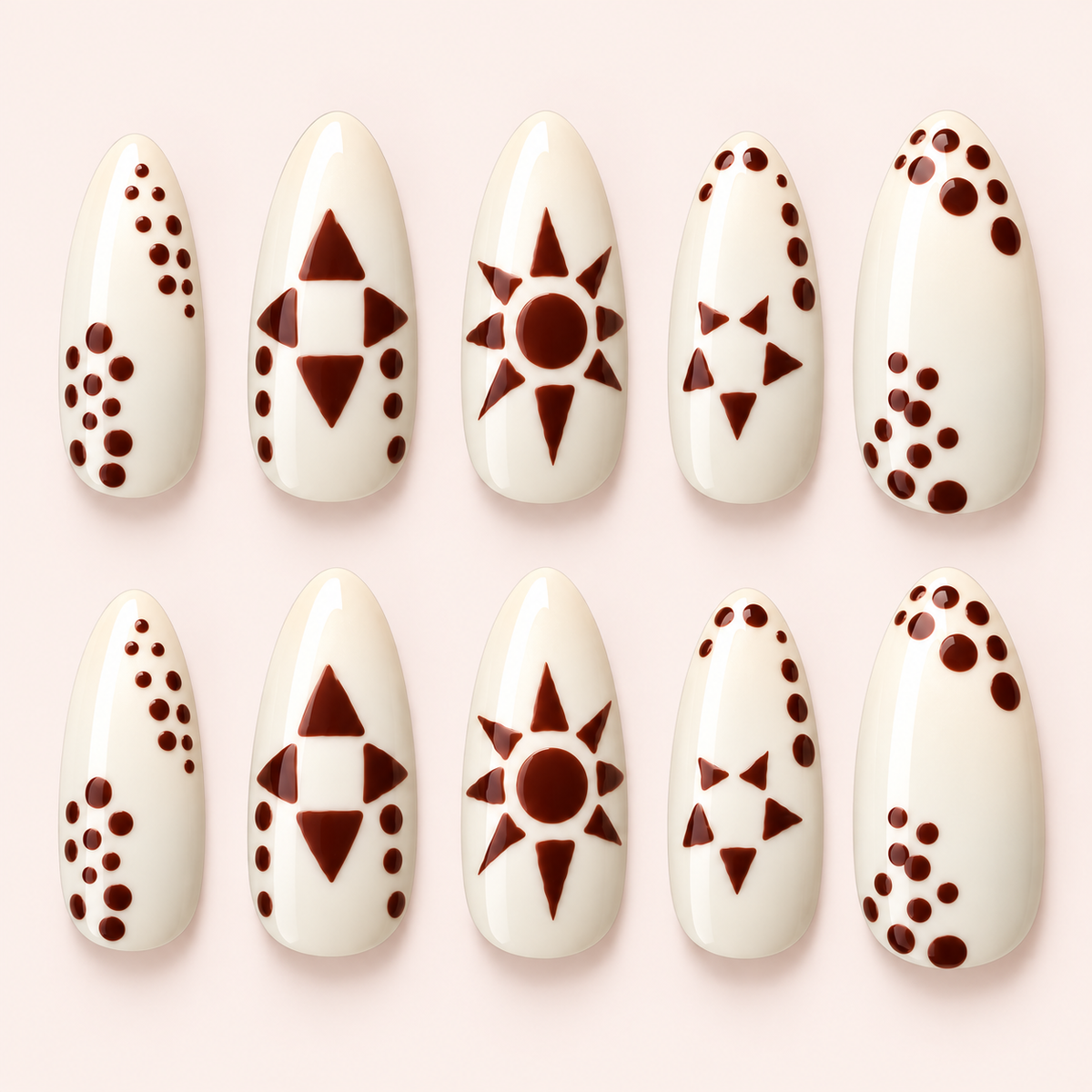Solana — Cream & Cocoa Press-On Nails